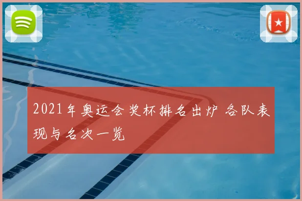 2021年奥运会奖杯排名出炉 各队表现与名次一览